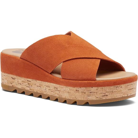 NWOB Sorel Women's Cameron Flatform Mule Sandals Desert Sun US 7 - Picture 1 of 16